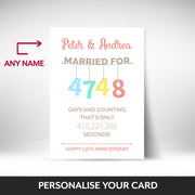 What can be personalised on this 13th anniversary card