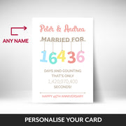 What can be personalised on this 45th anniversary card