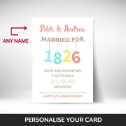 What can be personalised on this 5th anniversary card