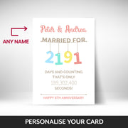 What can be personalised on this 6th anniversary card