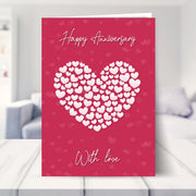 wedding anniversary cards shown in a living room