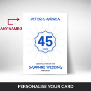 What can be personalised on this 45th anniversary card