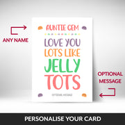 What can be personalised on this auntie birthday cards