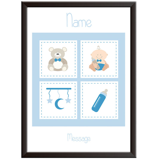 Personalised Baby Boy Print - Blocks