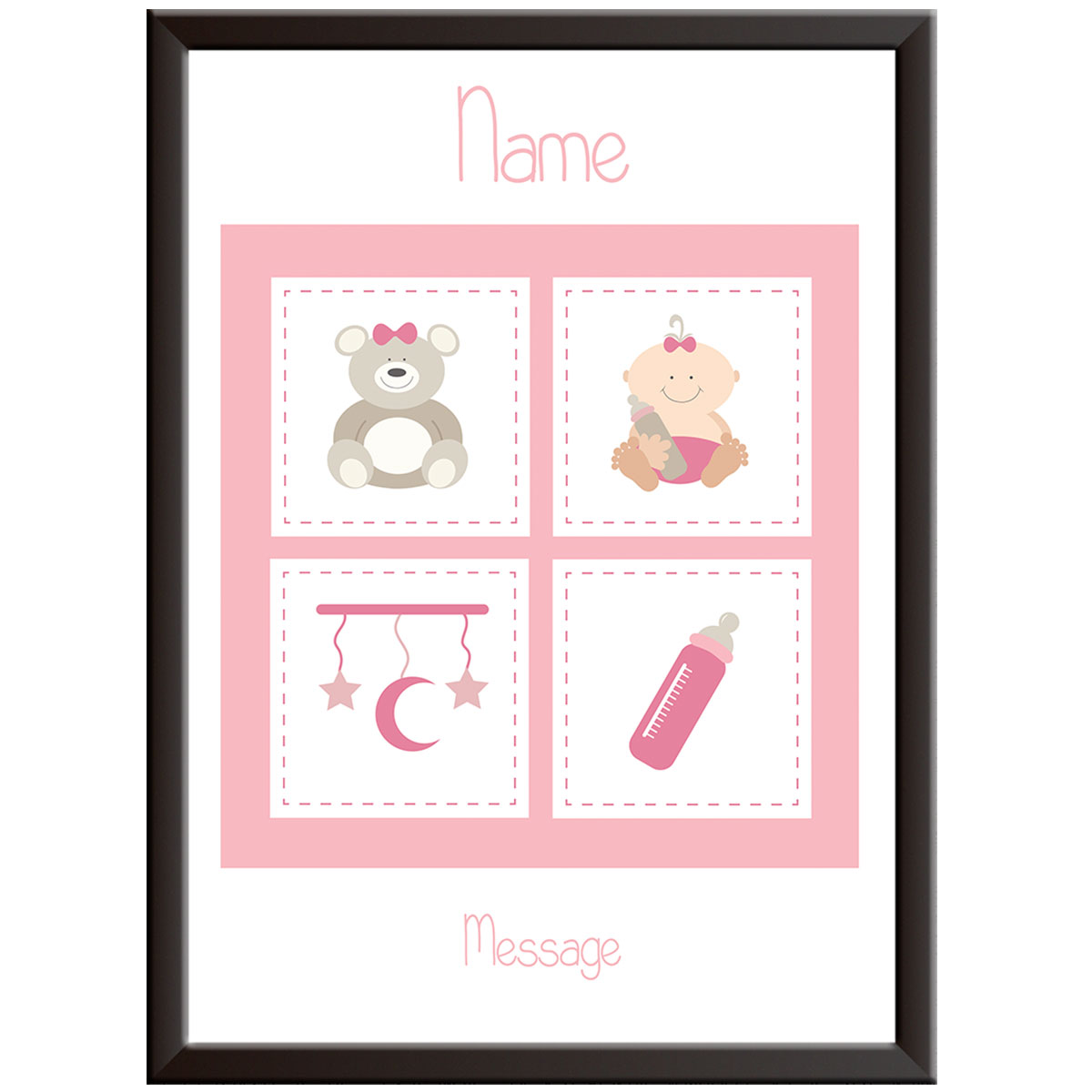 Personalised Baby Girl Print - Blocks