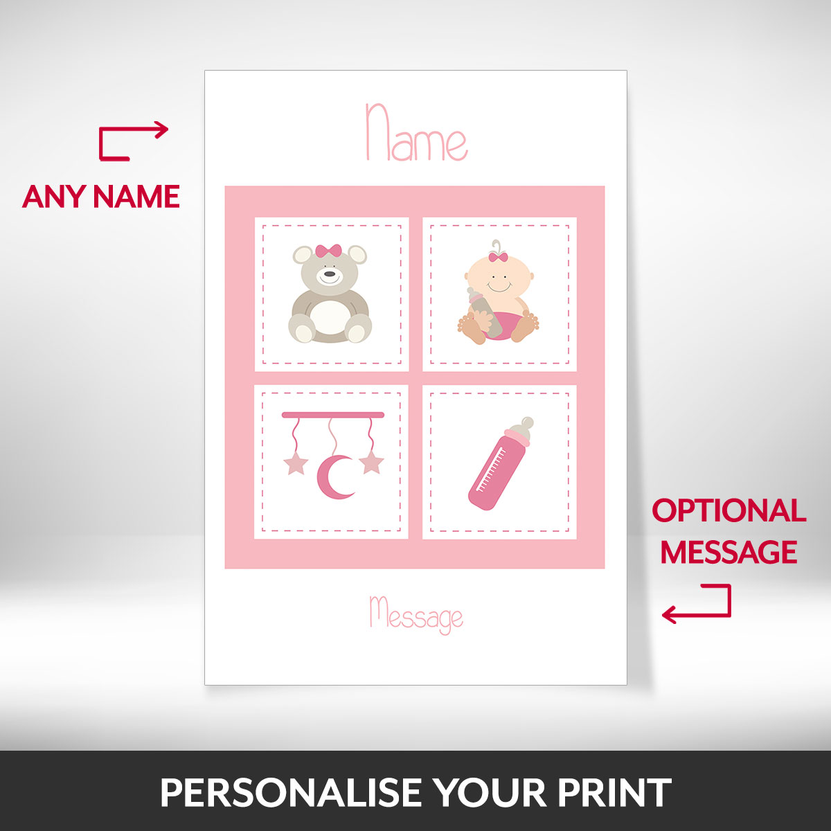 What can be personalised on this personalised print