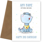 2nd Birthday Card for Any Name - Baby Dinosaur