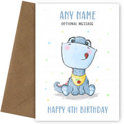 4th Birthday Card for Any Name - Baby Dinosaur