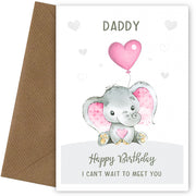 Personalised Elephant Happy Birthday Card (Pink)