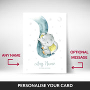 What can be personalised on this personalised cards for babies