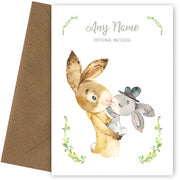 Baby Rabbit - Personalised New Baby Boy Card