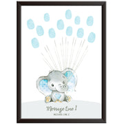 Personalised Elephant Baby Shower Cloud Print (Blue)