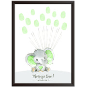 Personalised Elephant Baby Shower Cloud Print (Green)