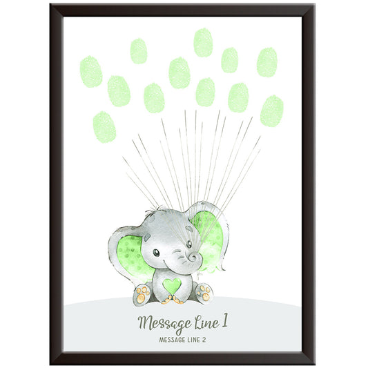 Personalised Elephant Baby Shower Cloud Print (Green)