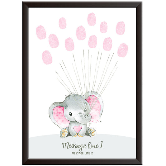 Personalised Elephant Baby Shower Cloud Print (Pink)