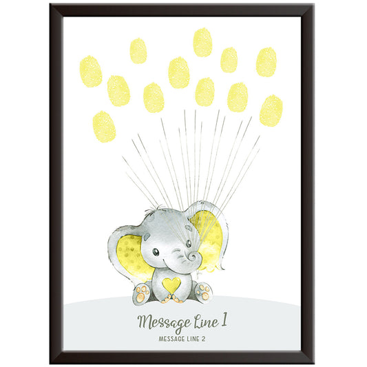 Personalised Elephant Baby Shower Cloud Print (Yellow)