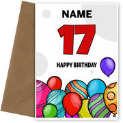 Happy 17th Birthday Card - Bold Birthday Balloons Design