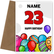 Happy 23rd Birthday Card - Bold Birthday Balloons Design