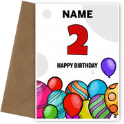 Happy 2nd Birthday Card - Bold Birthday Balloons Design