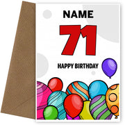 Happy 71st Birthday Card - Bold Birthday Balloons Design