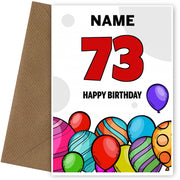 Happy 73rd Birthday Card - Bold Birthday Balloons Design