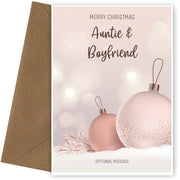Auntie and Boyfriend Christmas Card - Baubles