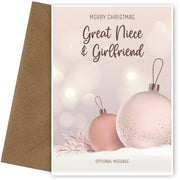Great Niece and Girlfriend Christmas Card - Baubles