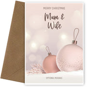 Mum and Wife Christmas Card - Baubles