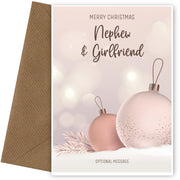 Nephew and Girlfriend Christmas Card - Baubles