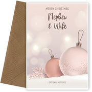 Nephew and Wife Christmas Card - Baubles