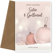 Sister and Girlfriend Christmas Card - Baubles