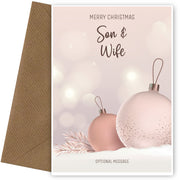Son and Wife Christmas Card - Baubles
