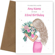22nd Birthday Card for Auntie - Beautiful Blonde