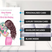 Main features of this 33rd birthday card girl