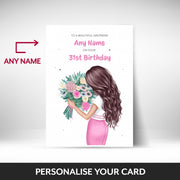 What can be personalised on this 31st birthday card for her
