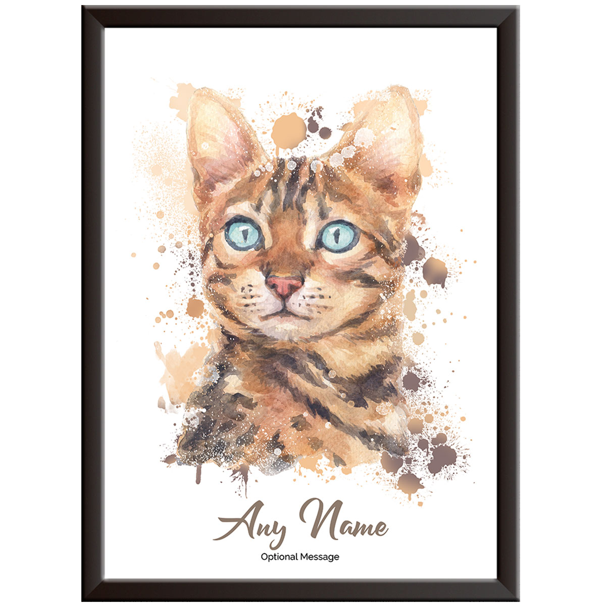 Personalised Bengal Cat Watercolour Print