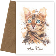 Personalised Bengal Cat Card - Watercolour Style