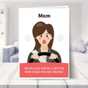 better mum than driver card shown in a living room