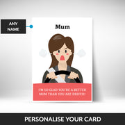 What can be personalised on this funny mothers day card