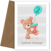 Personalised Cute 2nd Birthday Card - Bear Drinking