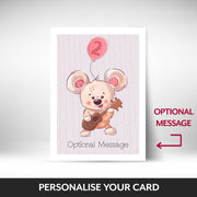 What can be personalised on this birthday card for 2 year old