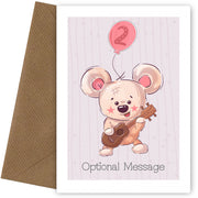Personalised Cute 2nd Birthday Card - Bear with Guitar