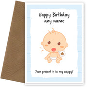 Funny Birthday Card from Baby Boy for Mummy or Daddy