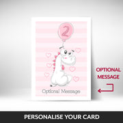 What can be personalised on this 2nd birthday card girl