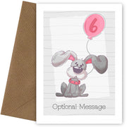 Personalised Cute 6th Birthday Card - Scruffy Grey Dog
