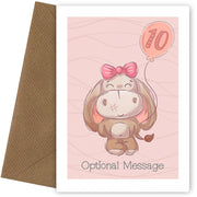 Personalised Cute 10th Birthday Card - Donkey