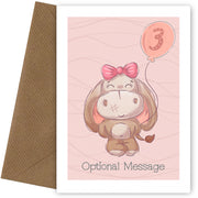 Personalised Cute 3rd Birthday Card - Donkey