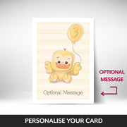 What can be personalised on this 3rd birthday card girl