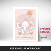 What can be personalised on this 10th birthday cards for girls