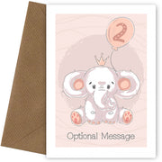 Personalised Cute 2nd Birthday Card - Elephant